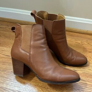 J. Crew Factory Rory Leather Heeled Boots in Warm Sepia Size 8.5